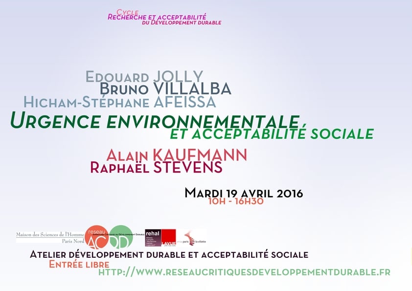 Affiche Urgence environnementale et acceptabilité sociale (ACDD)